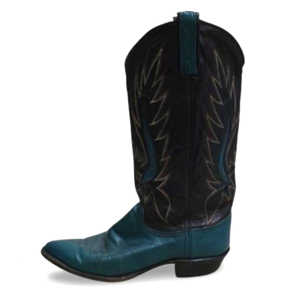 Dan Post Cowgirl Boots 9M | Teal & Black Leather Western Cowboy Boots